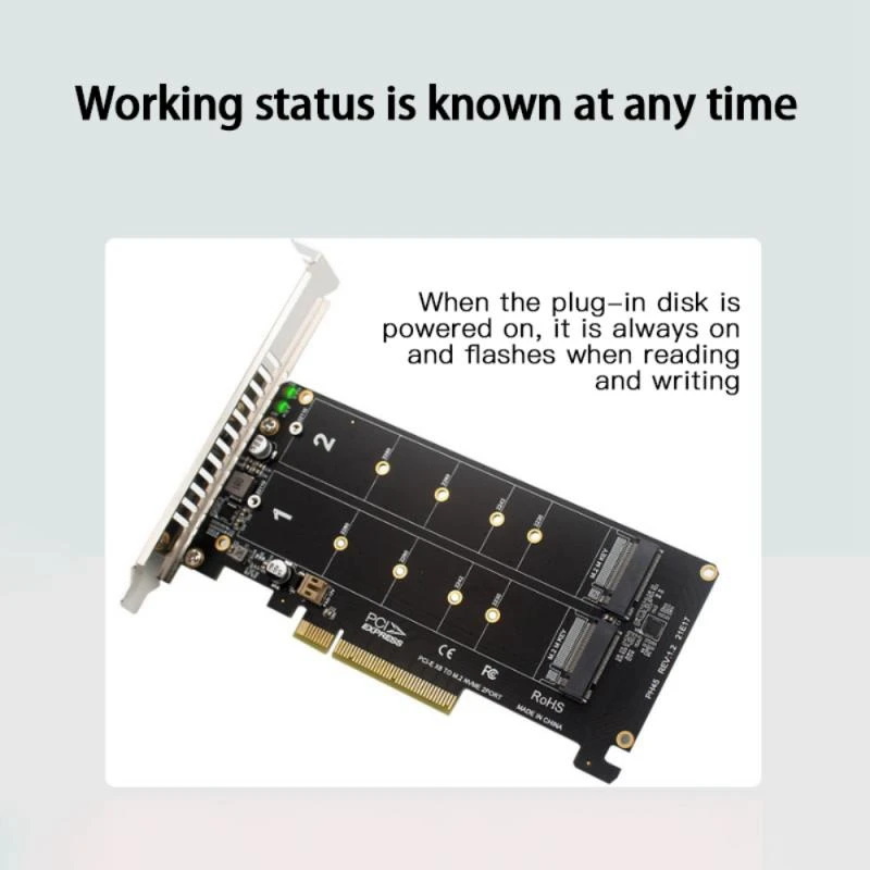 PCI-EX8 Dual-Disk NVME M.2 MKEY SSD RAID Array Expansion PCI-E разделенная карта для ускорения | Компьютеры и
