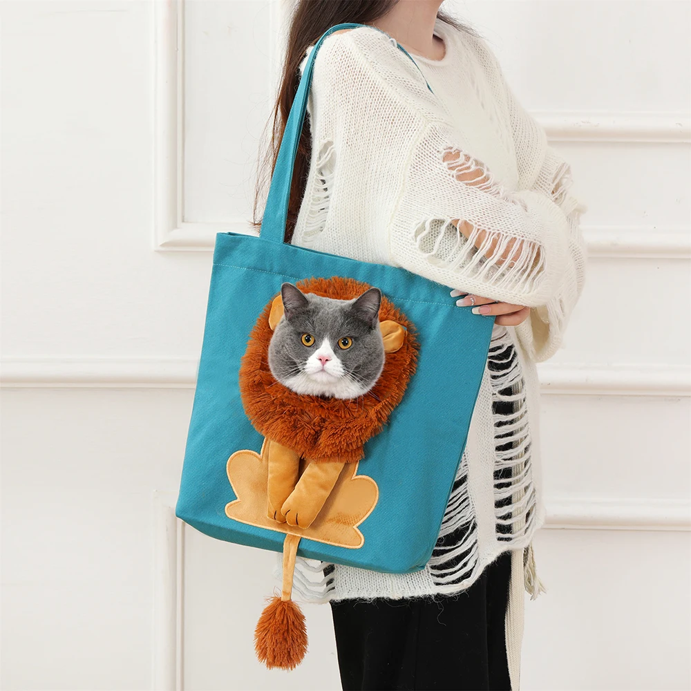 

Lion Design Portable Breathable Bag Cat Dog Carrier Bags Soft Pet Carriers Outgoing Travel Pets Handbag with Safety Zippers