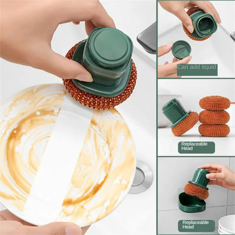 

Wall Hanging Pot Brush Liquid Washer Brush Press Washer Brush With Deterrouring Household Tools for Kitchen Accessories