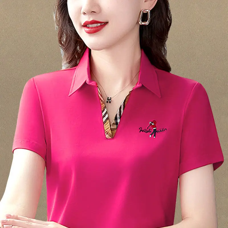 Women's Cotton Fashion Casual Polo Shirt Short-Sleeved Lapel T-shirt 2021 New Summer Loose Crop Top high quanlity blouse women images - 6