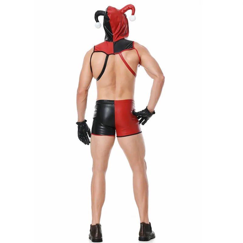 Мужские забавные костюмы Джокера из искусственной кожи для взрослых цирковые