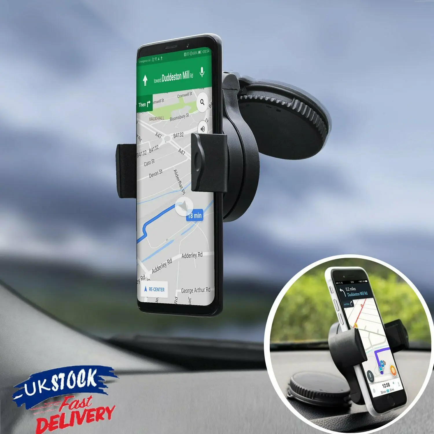 

360 In Car Mobile Phone Holder Dashboard Windscreen Suction Universal Mount UK