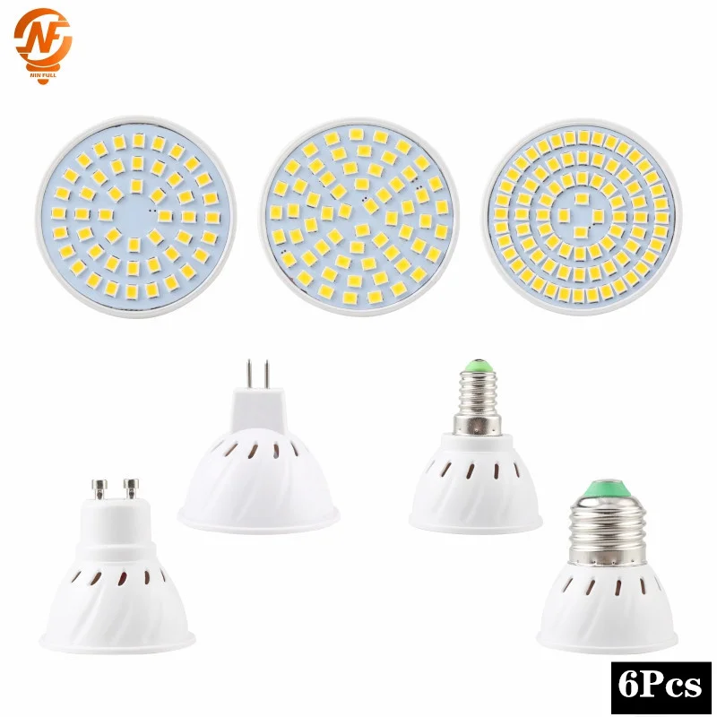 6pcs/lot LED Spot Lamp Bulb AC 220V 110V E27 GU10 GU5.3 MR16 E14 Spotlight 3W 4W 5W Spot Light For Kitchen Home Decor Lighting