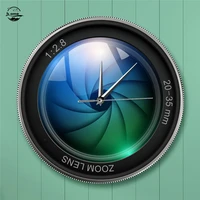personalized wall clock video camera zoom lens photo decoration 3d print clock round plastic mirror battery relojes de pared a