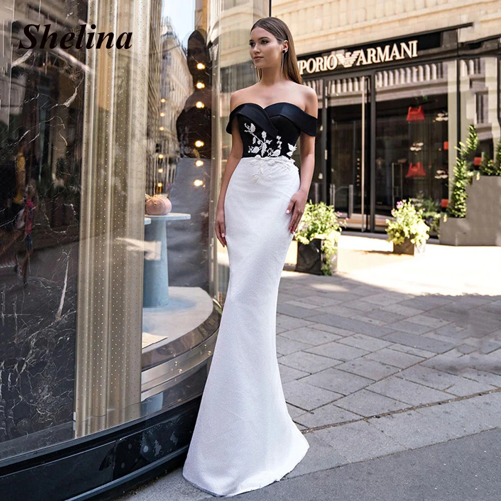 

Shelina Chic Off the Shoulder Mermaid Evening Dresses Sweetheart Appliques Prom Dresses Robes De Soirée Personal Customization
