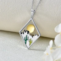 2022 simple wind sun cactus womens necklace alloy drop oil craft fashion jewelry personality necklace womens pendant