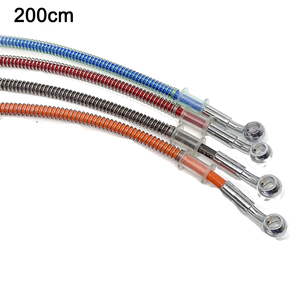 

200cm Motorcycle Dirt Bike Braided Brake Hose Line Steel Brake Cable Hydraulic Banjo Pipe for Motorbikes Universal Racing