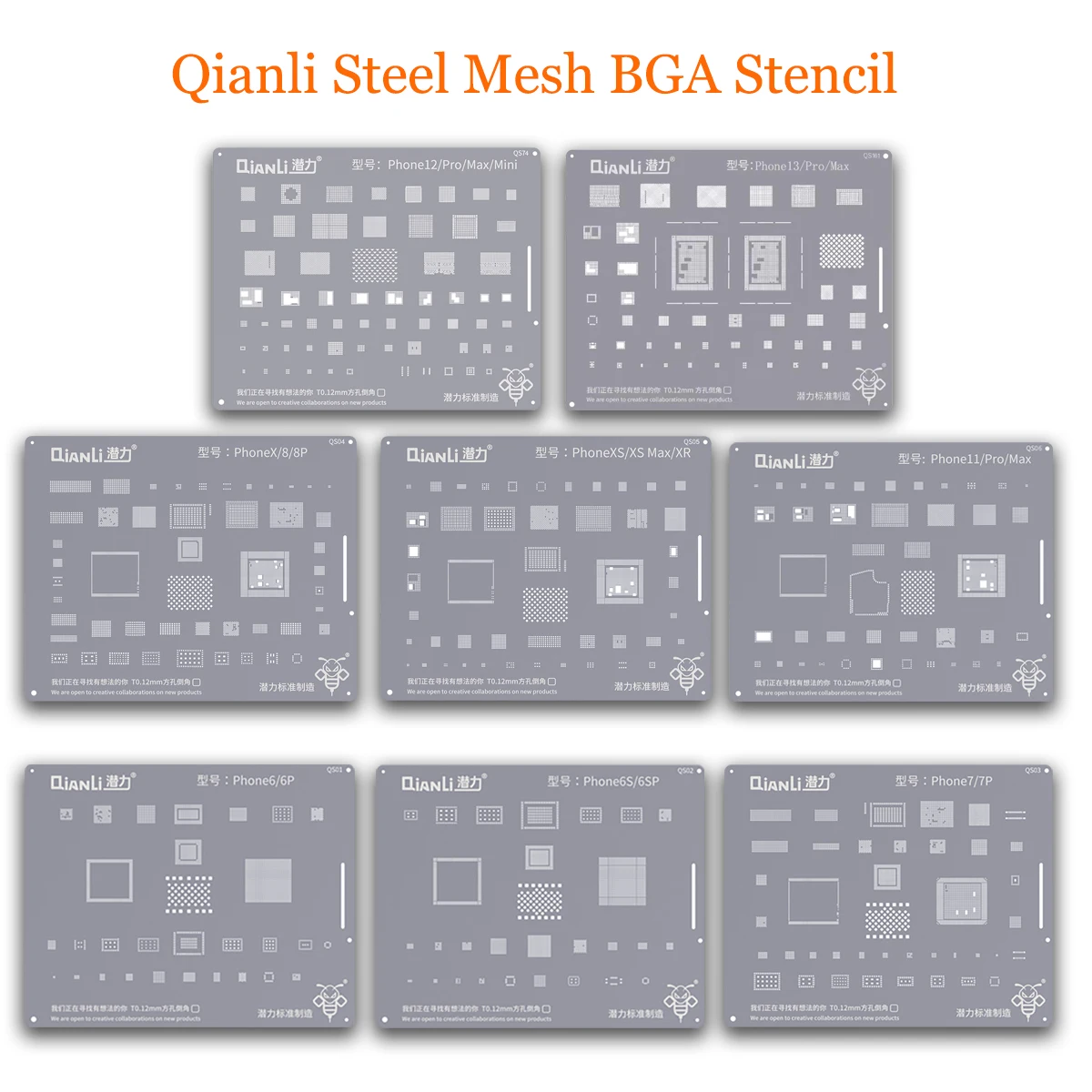 

Набор трафаретов для процессора BGA Reballing для iPhone 13 12 11 Pro Max Mini X XSmax XR 8 8P 7 6S 6 A15 A14 A13 A12 A11 A10 A9 A8