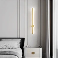 Modern Minimalist 3 Color Switch LED Wall Light 62 82 102CM 220V 110V Bedside Copper Long Wall Lamp Nordic Luxury Style Sconce