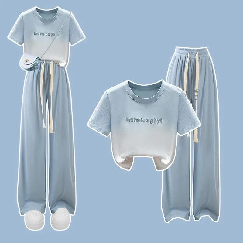 Женский спортивный костюм из двух предметов Повседневная футболка с коротким