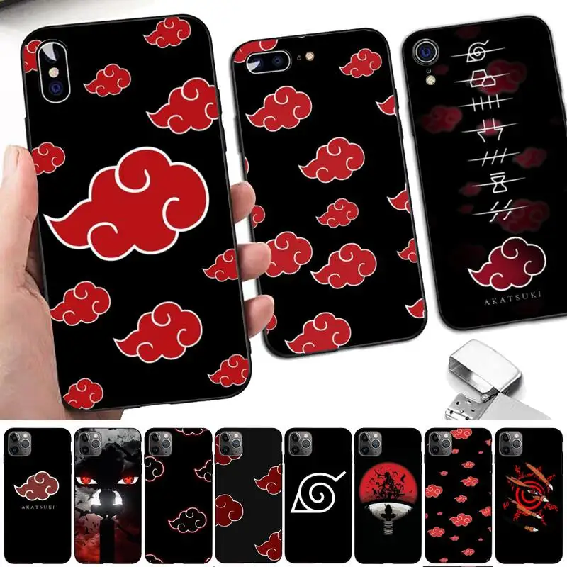 

BANDAI Anime Naruto Akatsuki Cloud Icon Phone Case for iPhone 11 12 13 mini pro XS MAX 8 7 6 6S Plus X 5S SE 2020 XR case