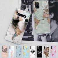maiyaca world map travel phone case for samsung s21 a10 for redmi note 7 9 for huawei p30pro honor 8x 10i cover