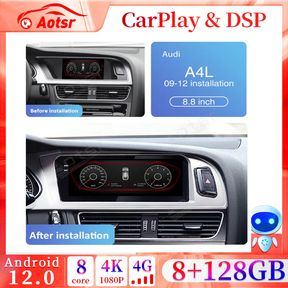 

Android Car Radio Player For Audi A4 A4L A5 B8 8K 2008+ Stereo GPS Navigation Monitor MMI MIB multimedia Heaunit tape Right Hand