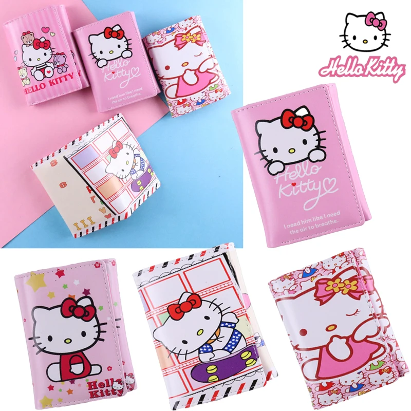 

Sanrio Cartoon Anime Hello Kitty Cat Kawaii Folding Zero Students Wallet Coin Purse Pu Wallet Girl Kids Zero Purse Present