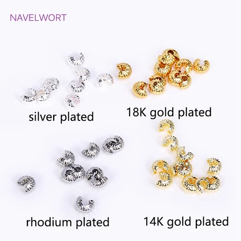 Открытые обжимные бусины NAVELWORT 18K позолоченные