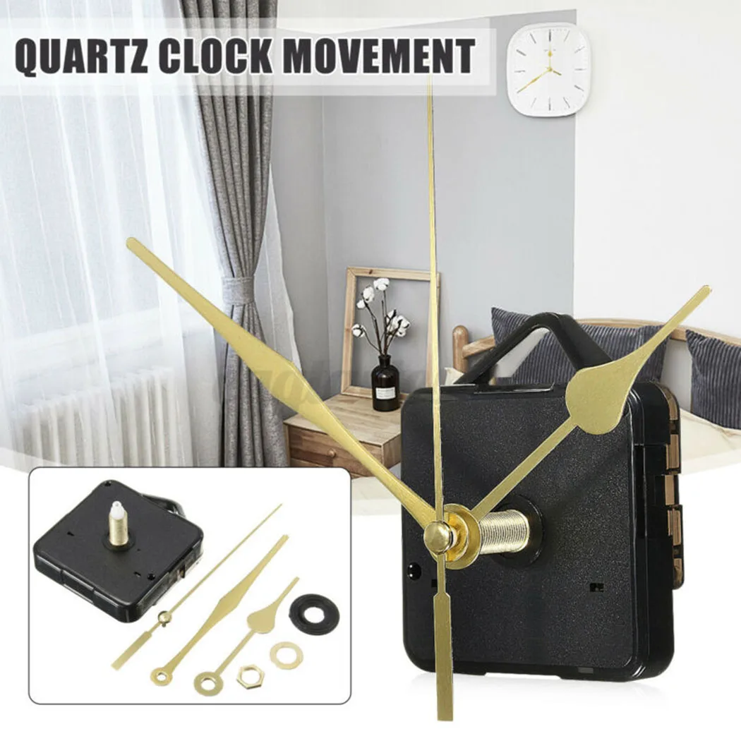 

1 Set Hanging Clock Mechanism With Gold White Black Needles Clockwork- Practical Quartz Mute Wall Clock Movement Reloj De Pared