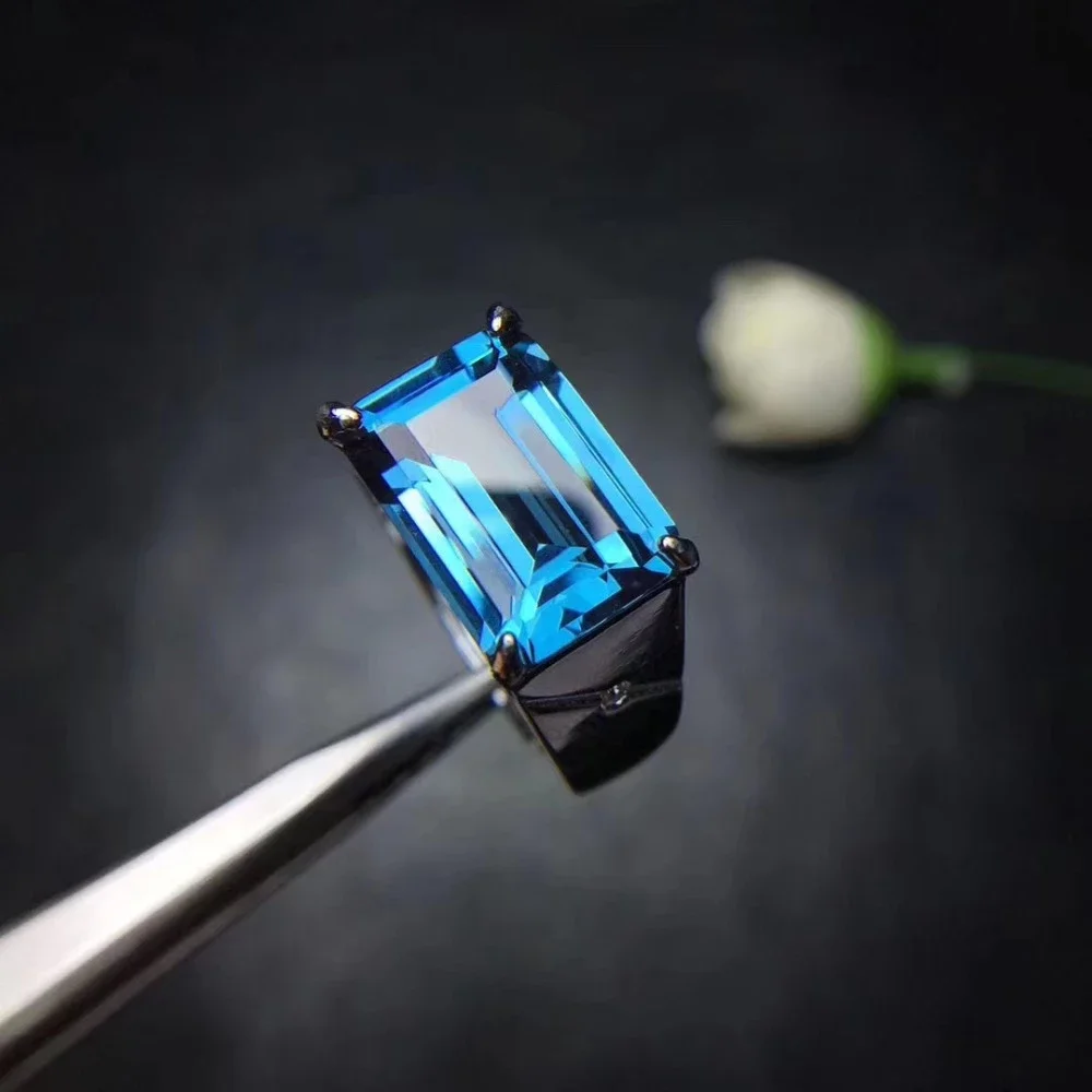 Große größe 10*14mm Natürliche Blau Topas Edelstein Ring S925 Silber Natürliche Edelstein Ringe Frauen Männer Geschenk Schmuck