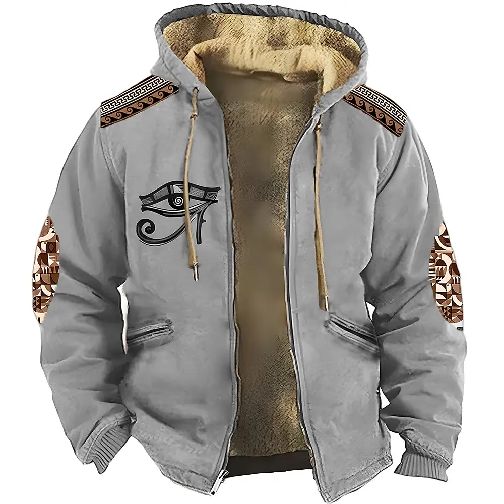 

Мужская флисовая толстовка на молнии, зимняя Толстовка с длинным рукавом и графическим принтом, повседневная куртка с капюшоном, уличная одежда