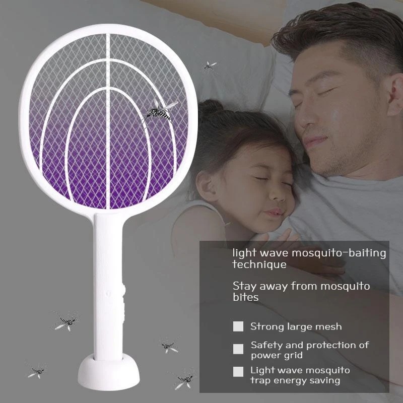 

3 In 1 Electric Mosquito Swatter Wall-Mounted Handheld 3500v Rechargeable Mosquito Fly Racket Bug Zapper Mosquito Killer