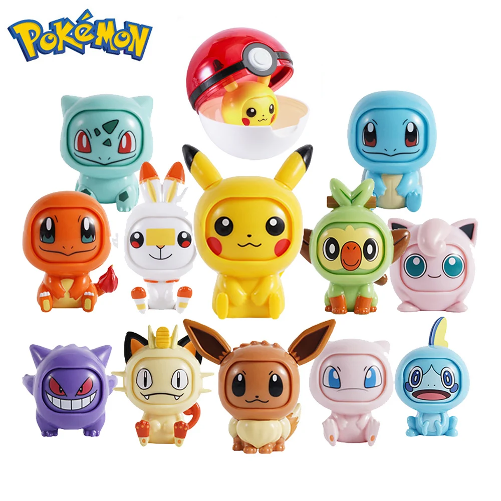 

Pokemon Face-changing Anime Model doll Figure Pikachu little fire dragon Kids Collect Toy suit TAKARA TOMY ABS dolls toys gift