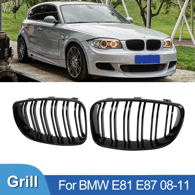 

Автомобильный глянцевый черный гриль Pulleco, передняя решетка радиатора, гоночные грили для BMW E81, E87, E82, E88, 128I, 130I, 135I, 07-11, Двойные Решетки