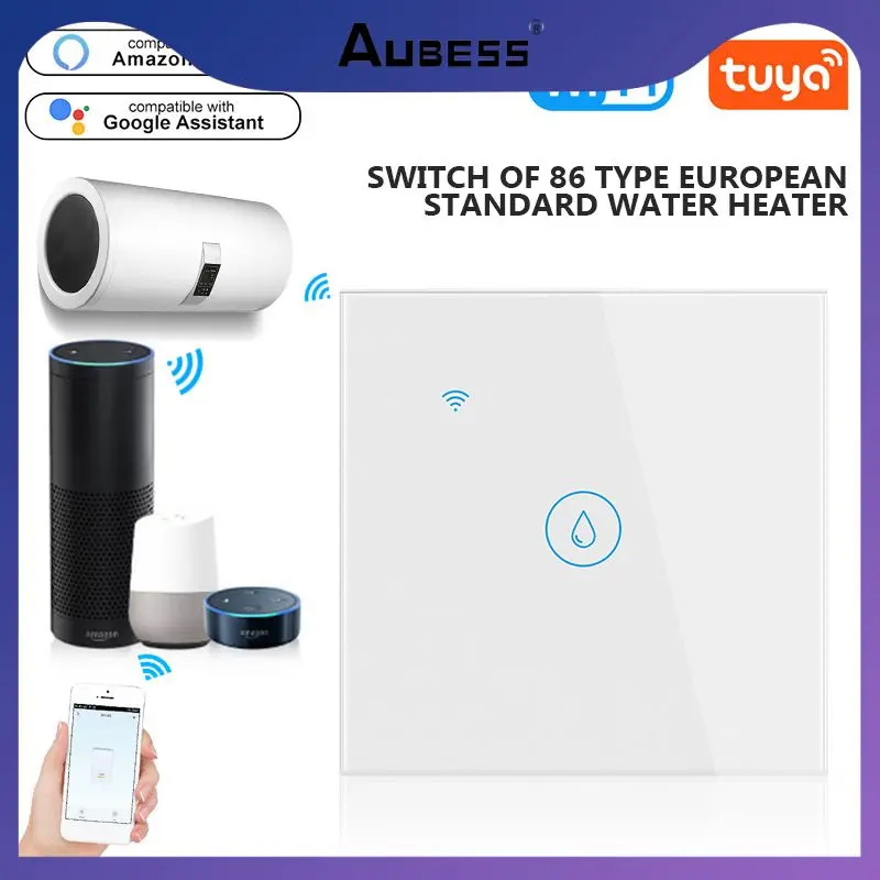 

4000w Wall Switch Voice Control Smart Wifi Touch Switch 20a Remote Control Tuya Water Heater Switch Timing Wifi Switch