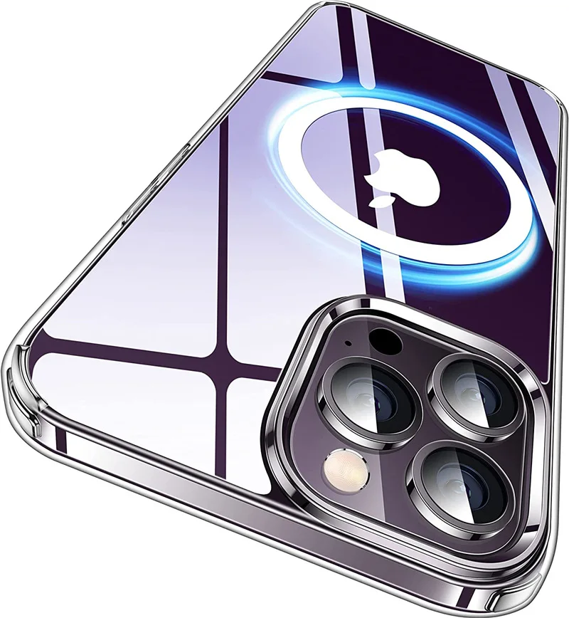 Прочный Магнитный Прозрачный чехол для iPhone 11 12 13 14 Pro Max Mini 7 8 Plus X XR XS Max, противоударный чехол, совместимый с MagSafe