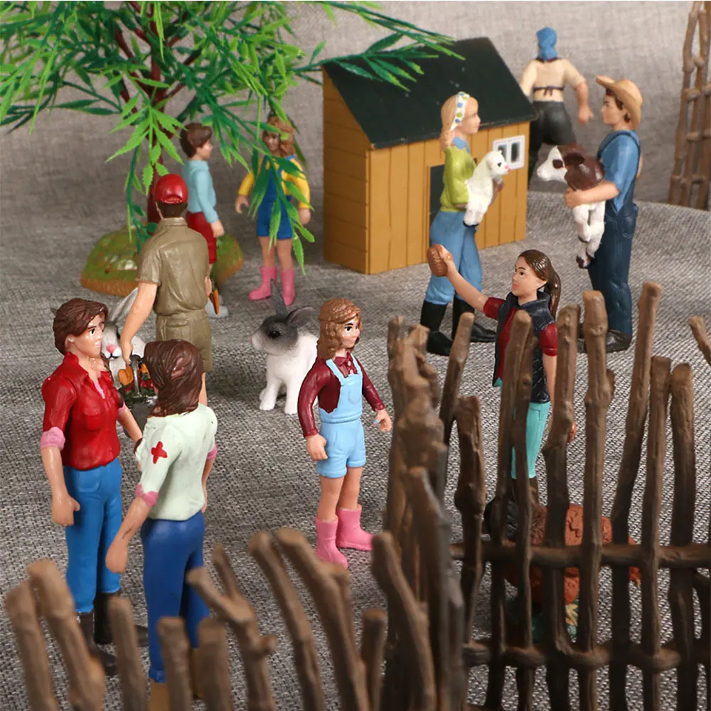 

25 Style Simulation 3D Color Characters DIY Model Farmer Zookeeper Park Farm Scene Puppet Ranch Worker Sand Table Toy