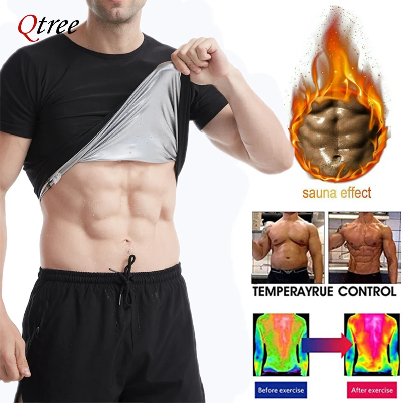 Mens Body Shaper Polymer Sweat Vest Waist Trainer Slimming Workout Shapewear Compression Weight Loss Fat Burning Sauna Suits