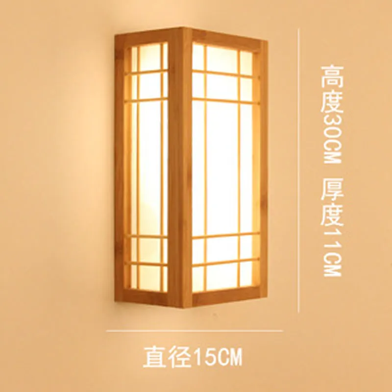 

Natural wooden wall lamp bedside corridor bedroom aisle staircase log led lamp Chinese bamboo creative hotel wall light