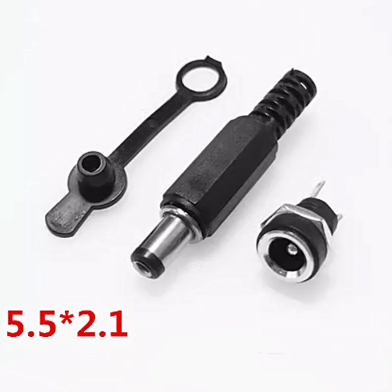 10 шт. 5 пар DC-022B 3A 12 В 5,5x2,5 мм 5,5x2,1 мм розетка постоянного тока женская вилка адаптер гнездо винт гайка разъем для монтажа на панели