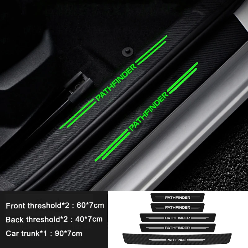 

Luminous Car Door Sill Protector Plate Rear Trunk Bumper Threshold Stickers for Nissan Pathfinder Logo X-Trail Kicks Juke Navara