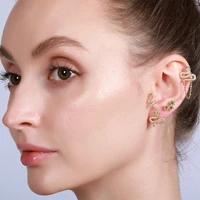 new trend zirconia snake cartilage stud earrings for women girls screw back ear piercing earrings jewelry gift