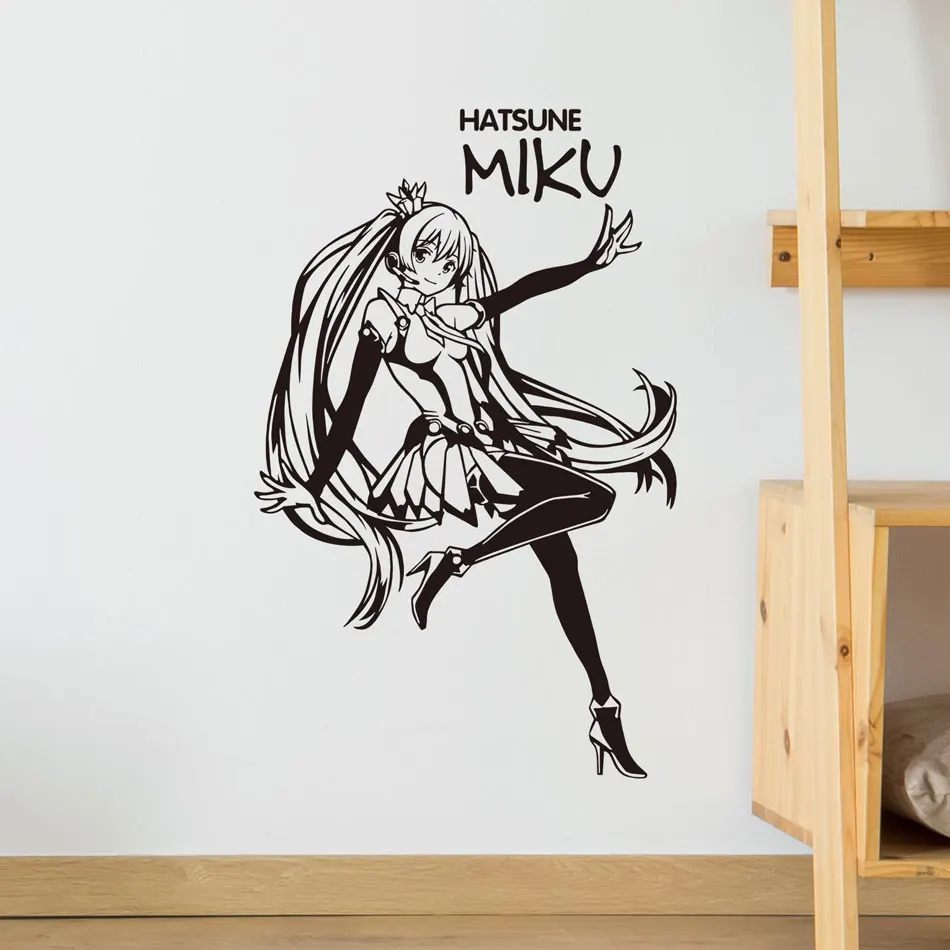 

Наклейки Miku на стену в стиле аниме, Мультяшные для шасси ПК, холодильника, ноутбука, гостиной, спальни, наклейки на стену автомобиля