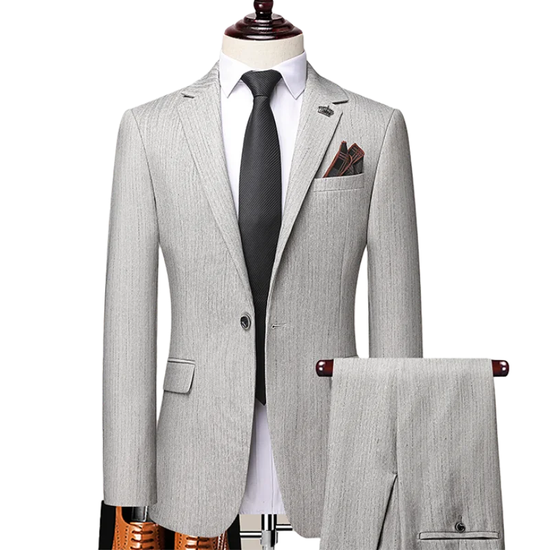 

(Блейзер + брюки) Эксклюзивный официальный Свадебный костюм из двух предметов мужской стиль пальто куртка брюки мужские роскошные костюмы