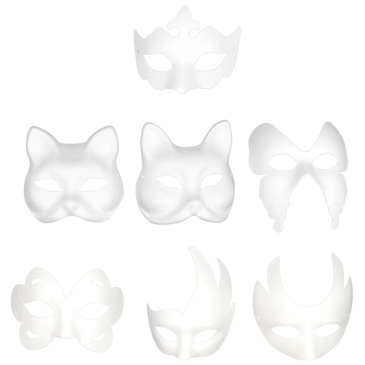 

7 Pcs DIY White Pulp Mask Paper Face For Animal Masks Adults Cosplay Paintable Cover Facial Blank Kids