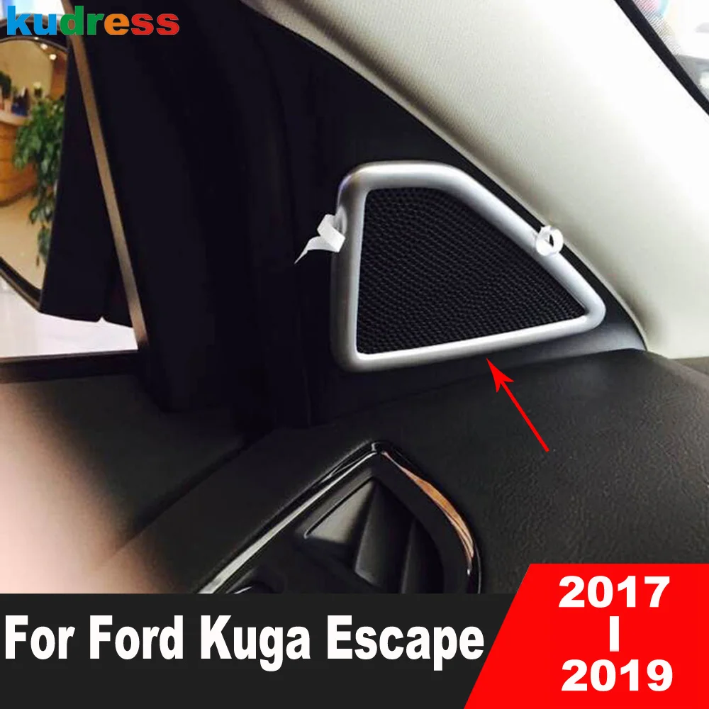 

For Ford Kuga Escape 2017 2018 2019 ABS Matte Front Door A Pillar Speaker Cover Trim Molding Stickers Interior Accessories