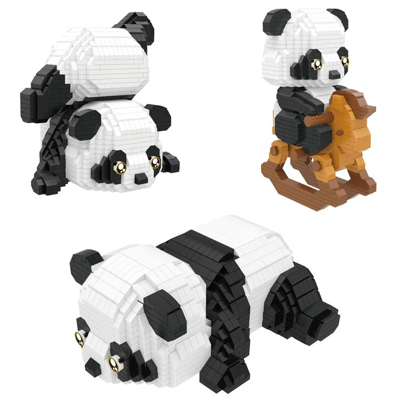 

Микро-конструктор панда в коробке, креативная 3d-модель животного «сделай сам», непослушная панда, маленькие кирпичные игрушки, украшение для стола, подарок для детей