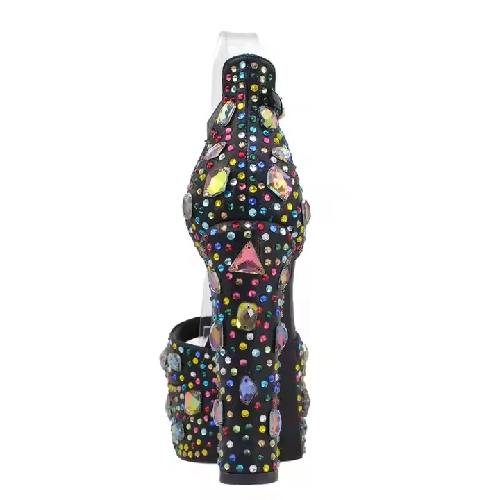 Сандалии женские на платформе роскошные босоножки с вышивкой кристаллами