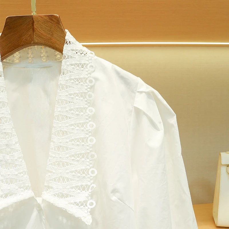 

2023 Spring Lapel Puff Sleeve Shirt Women