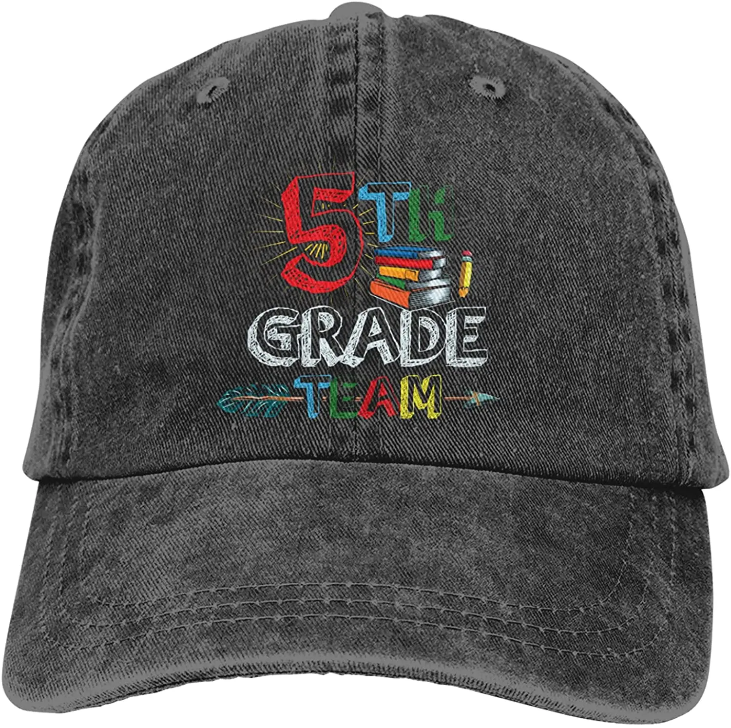 

LJR Unisex Adult 5th Fifth Grade Team Baseball Cowboy hat, Comfortable, Adjustable and Washable. Black