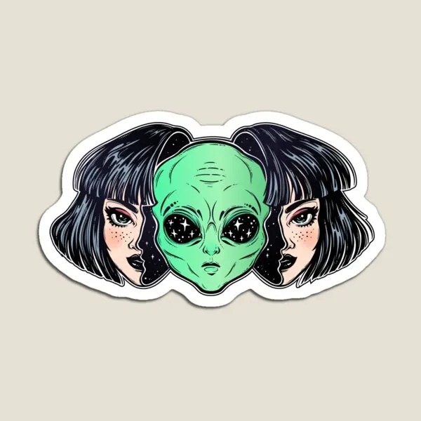 

Colorful Vibrant Portrait Of An Alien Fr Magnet Baby Magnetic Decor Funny Holder Cute Home Refrigerator Children Stickers