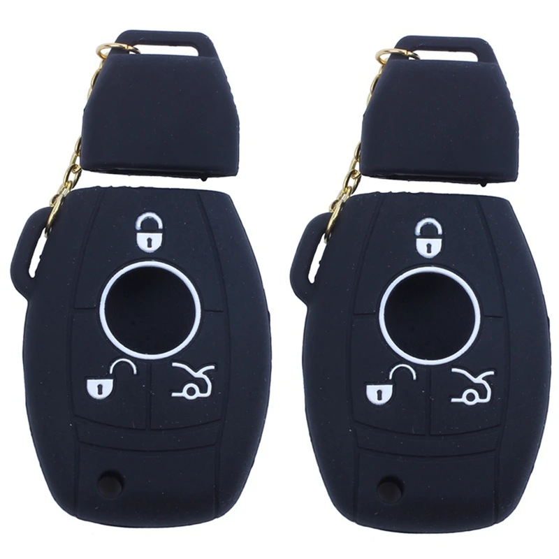 

2X Silicone Cover Skin Jacket For MERCEDES BENZ Smart Key Black