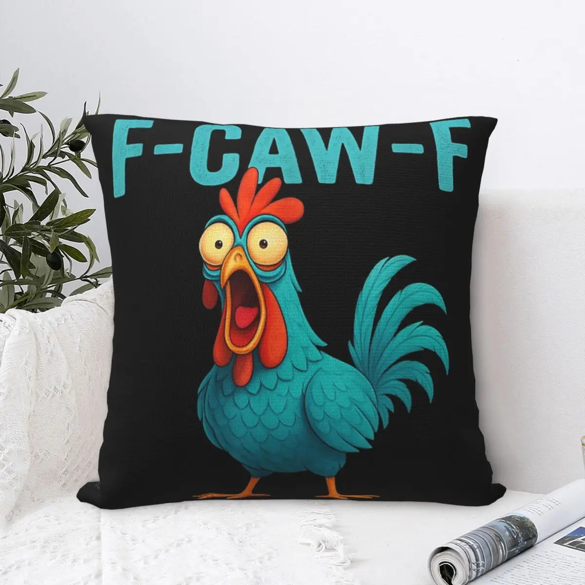 Фото Забавные наволочки с принтом F-Caw-F, чехол для подушки с курицей FCAWF, чехол для подушки, Y2K, домашний декор, молния, разные размеры №1