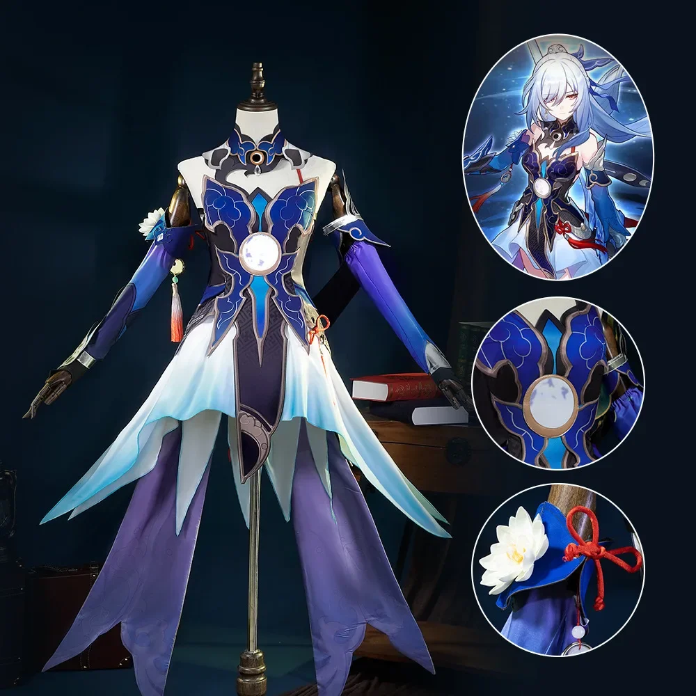 Jingliu костюмы для косплея y Honkai Звездные рейки полный комплект платье наряд