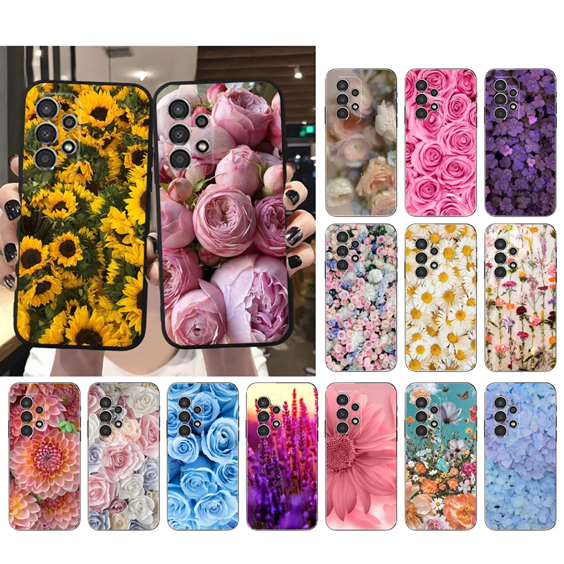 

Phone Case for Samsung Galaxy A73 A13 A22 A32 A71 A33 A52 A53 A72 A51 A31 A23 A34 A54 A52S A53S Flowers Rose Daisy Sunflower