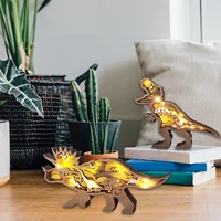 wooden dinosaur decorations carved animal decor forest scene display for home desktop decor