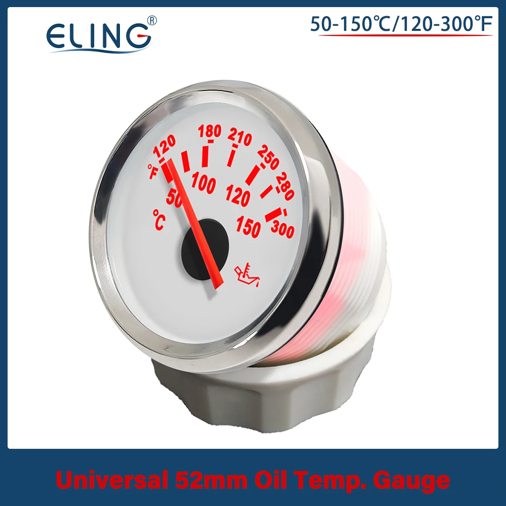 

Boat Motorcycle 2 inches Oil Temp. Gauge Meter 50-150℃ with Red Backlight for Car Truck Yacht 12V 24V