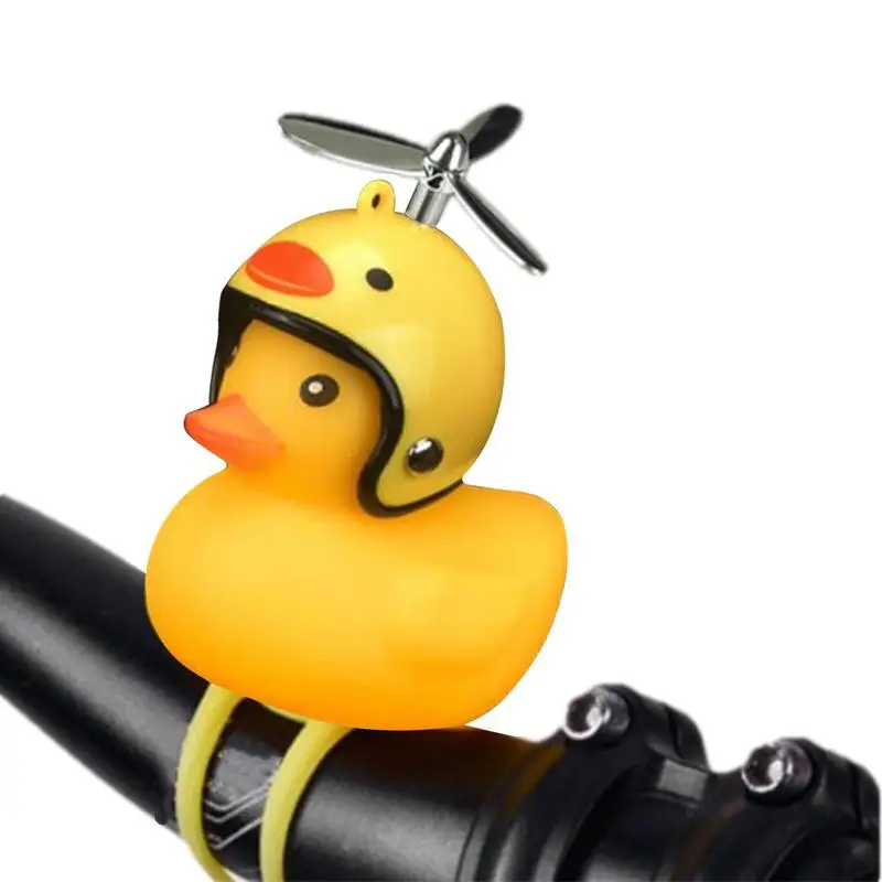 

Rubber Yellow Duck Bike Bell Kids Bike Horn Squeeze Duck Bicycle Horns with Propeller Helmet Bicycle Accessories Car Ornament