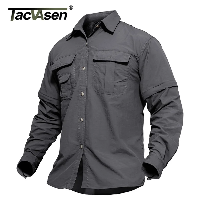 

TACVASEN Men's Military Clothing Lightweight Army Shirt Quick Dry Tactical Shirt Summer Removable Long Sleeve Work Hunt Shirts